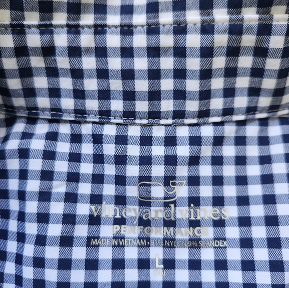Vineyard Vines Performance Blue White Gingham Button Up Boys Youth Kids Sz L 16 - Picture 4 of 9